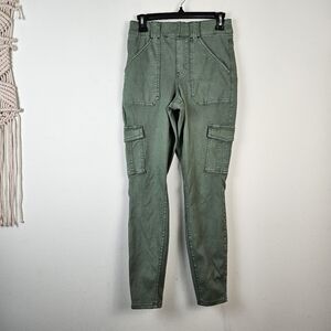 Spanx Cargo Pants Women’s Medium Green Twill Ankle Stretch Soft Sage Safaris